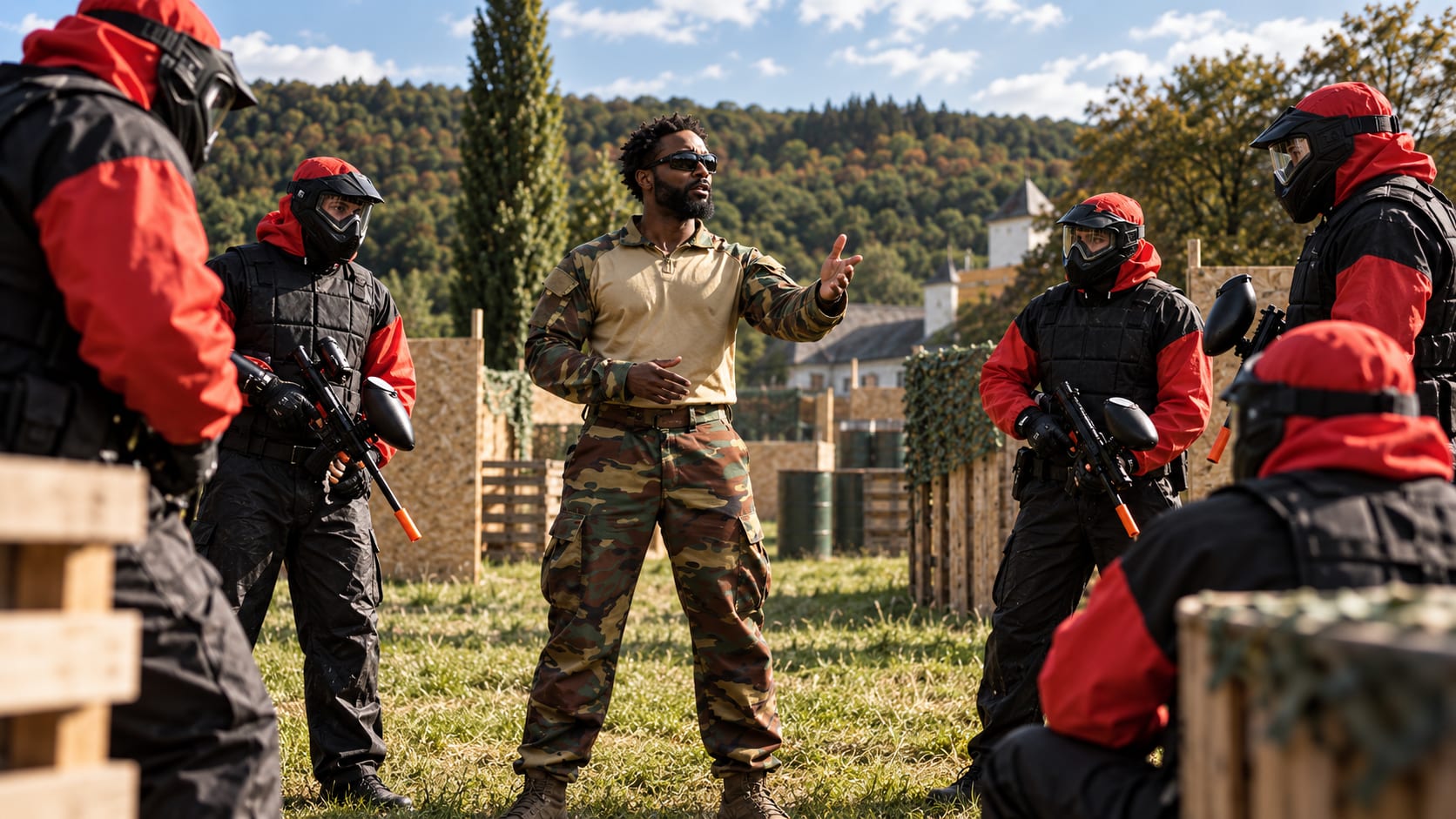 Le Colonel Varkon donne le briefing a une escouade de recrues